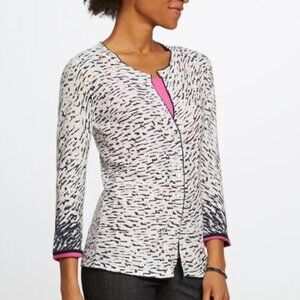 Nic+Zoe Womens Pick Up Cardigan Black/White M